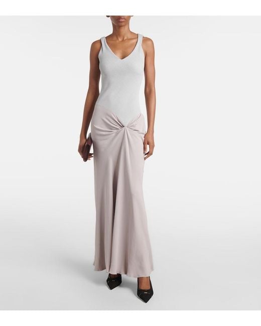 Victoria Beckham White Knit-Detail Crepe Maxi Dress