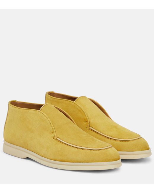 Loro Piana Yellow Open Walk Suede Ankle Boots