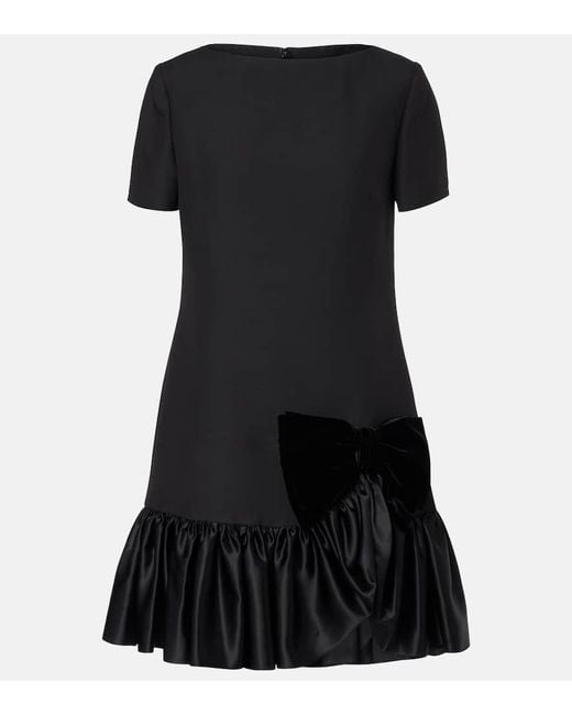 Valentino Black Crepe Couture Ruffled Minidress