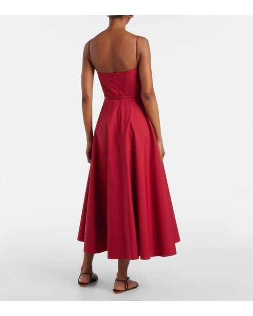 Roland Mouret Red Cotton Poplin Midi Dress