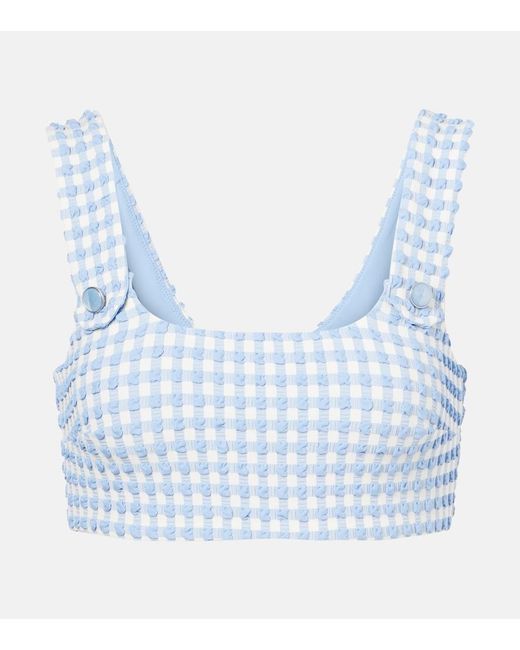 Jonathan Simkhai Blue Ainsley Gingham Bikini Top