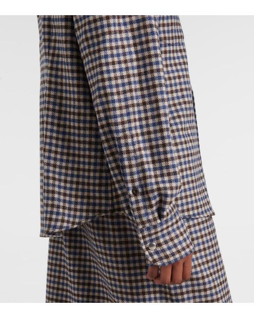 Prada Gray Checked Wool Shirt