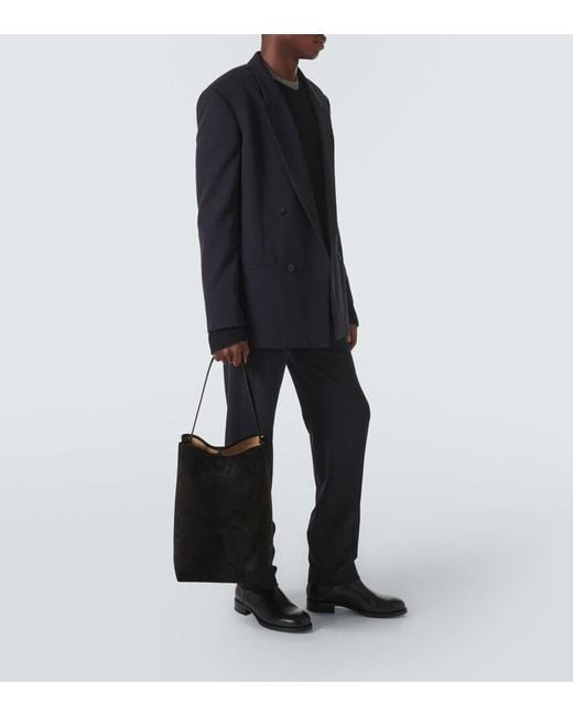 The Row Black N/S Park Large Suede Tote Bag for men