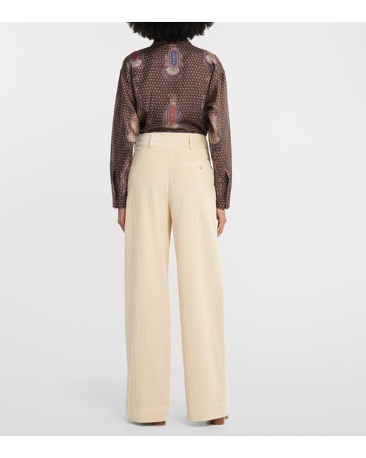 Pantalon ample a taille haute en velours cotele de coton Etro en coloris Natural