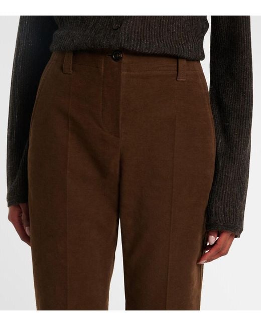 Brunello Cucinelli Brown Cropped Cotton Flared Pants