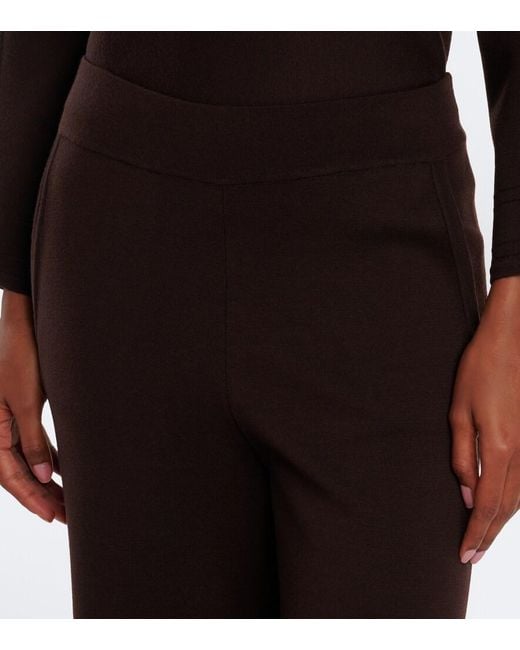 Max Mara Black Knitted Wool-Blend Wide-Leg Pants
