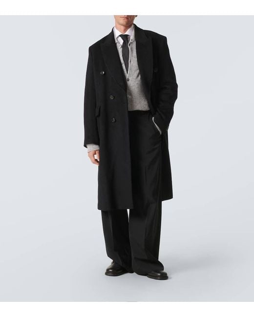 Our Legacy Black Whale Double-Breasted Mohair-Blend Coat for men