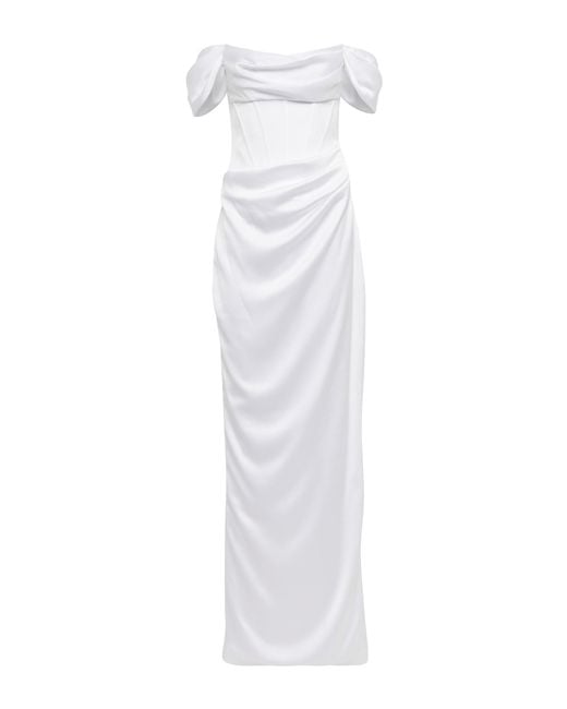 Rasario Synthetic Off-shoulder Ruched Gown in White | Lyst