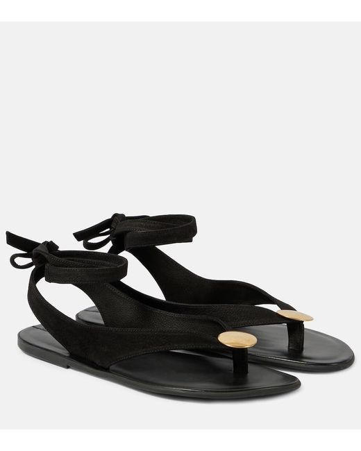 The Row Black Charm Leather Thong Sandals