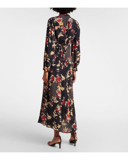 Robe Longue Trula A Fleurs Rixo en coloris Black
