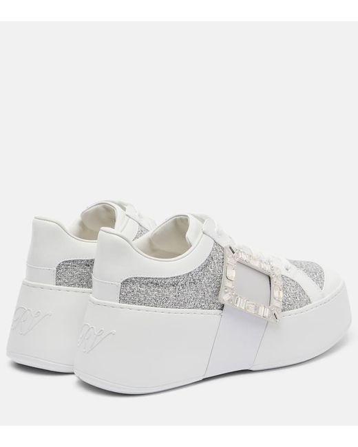 Roger Vivier White Viv' Skate Embellished Sneakers