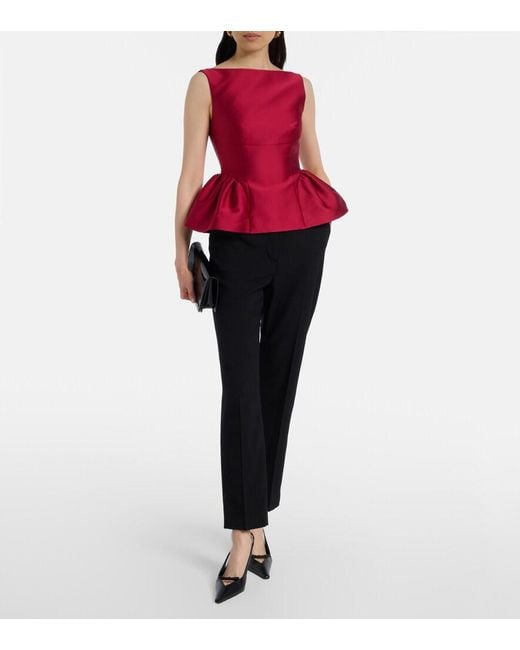 Roland Mouret Red Peplum Taffeta Top