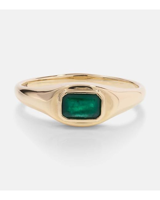 STONE AND STRAND Natural Green With Envy 14kt Gold Ring With Emeralds