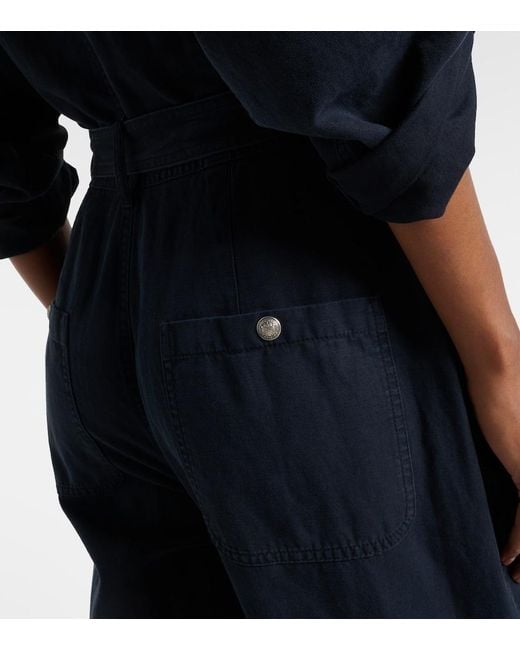 Isabel Marant Blue Nessime Cotton And Linen Jumpsuit