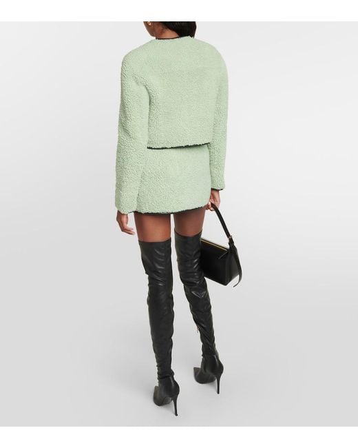 Blancha Green Leather-Trimmed Shearling Jacket