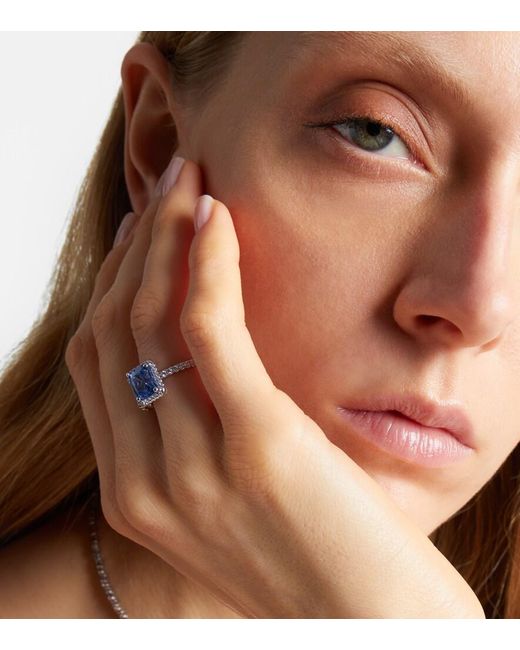 Suzanne Kalan White 18Kt Ring With Sapphire And Diamonds