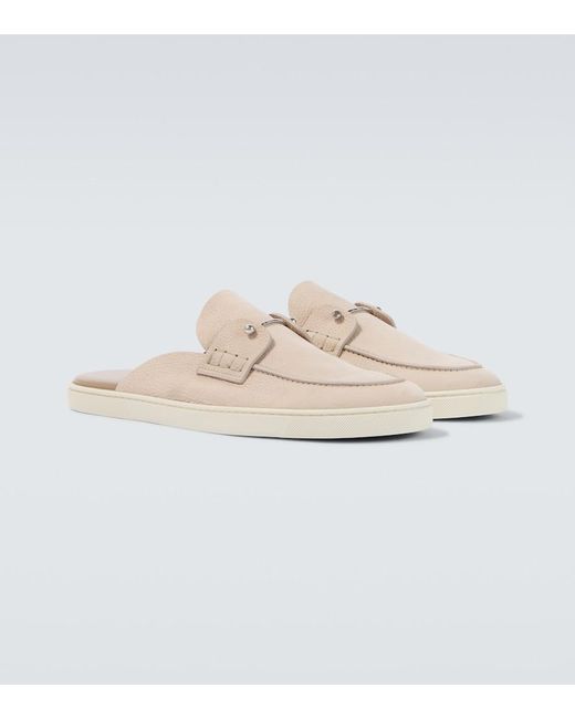 Christian Louboutin White Chanme Leather Mules for men
