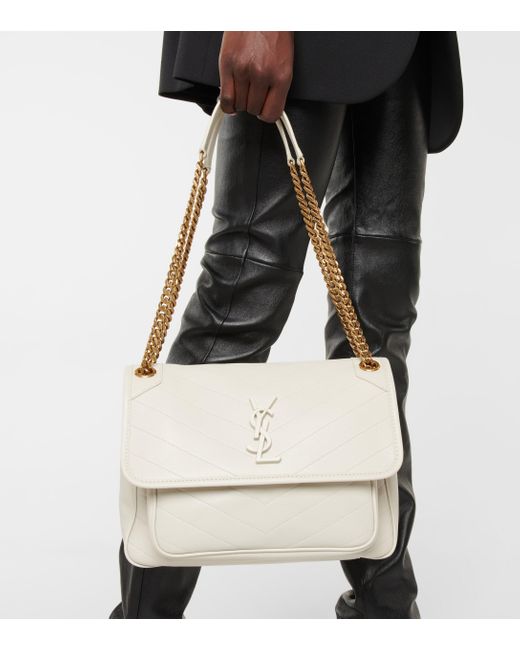 Saint Laurent Niki Medium Leather Shoulder Bag in White - Lyst