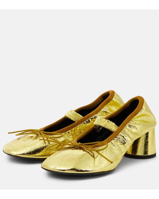 Proenza Schouler Yellow Glove Metallic Leather Mary Jane Pumps