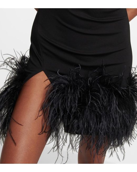 The Attico Black Fujiko Feather-Trimmed Minidress