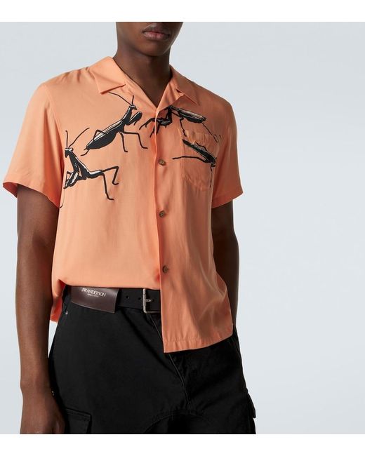 J.W. Anderson Orange Printed Bowling Shirt for men