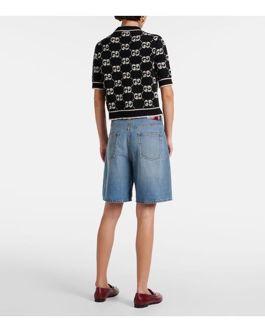 Gucci Black Gg Jacquard Wool Boucle Top
