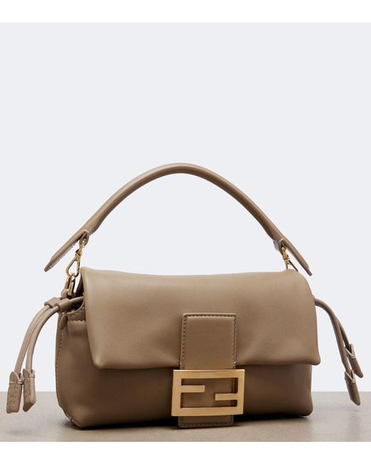 Fendi Metallic Baguette Small Leather Shoulder Bag