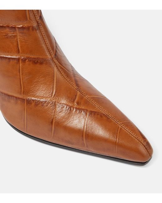 Paris Texas Brown Jane Croc-Effect Leather Knee-High Boots