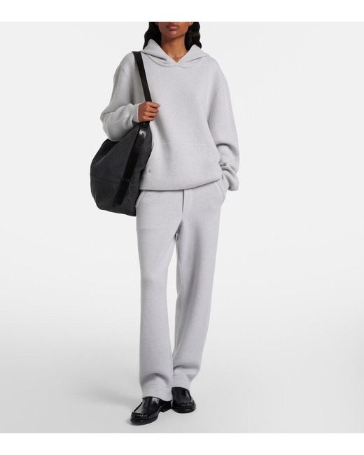 God's True Cashmere Gray Cashmere Straight Pants With Rose Quartz