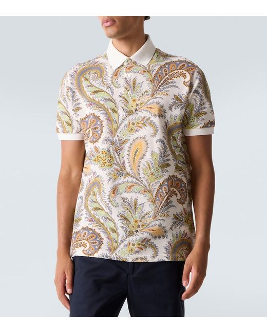 Etro White Paisley Cotton Pique Polo Shirt for men