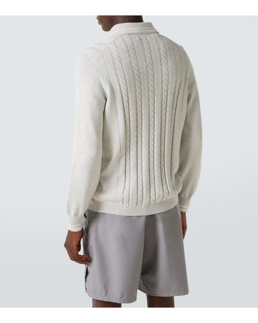Cardigan Trenzado De Algodon Brunello Cucinelli de hombre de color White