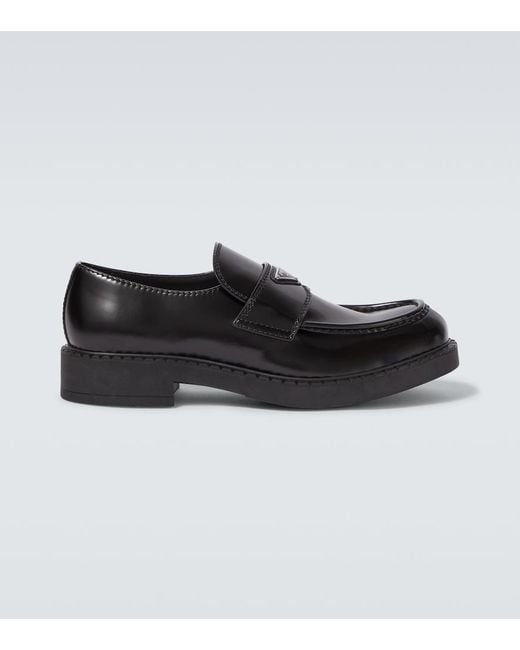 Prada Black Chocolate Leather Loafers for men