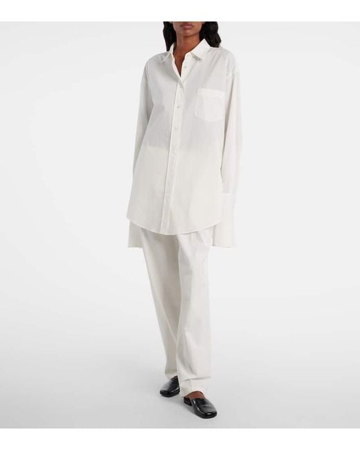 Camisa Ment De Popelin De Algodon The Row de color White