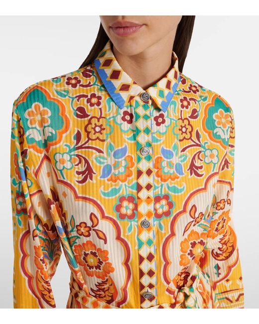 Vestido Midi De Algodon Y Seda Estampado Etro de color Metallic