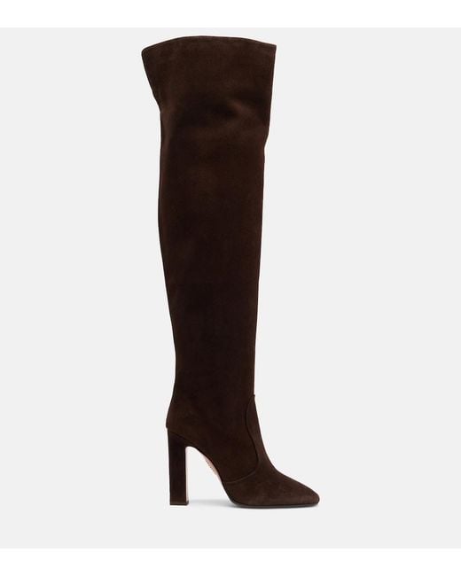 Aquazzura Brown Joplin 105 Suede Knee-High Boots