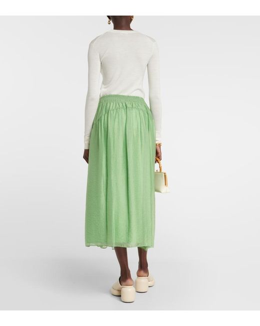 Vince Green Gathered Midi Skirt