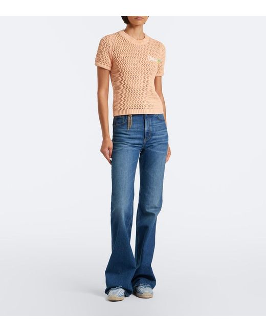Chloé Natural Logo Crochet Cotton Top