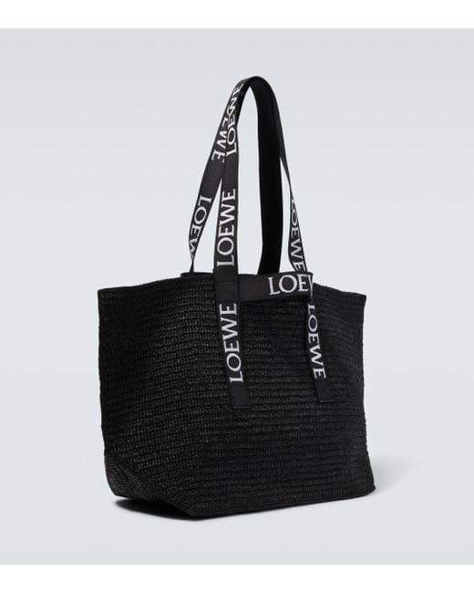 Loewe Black Paula's Ibiza Canvas-trimmed Raffia Tote Bag for men