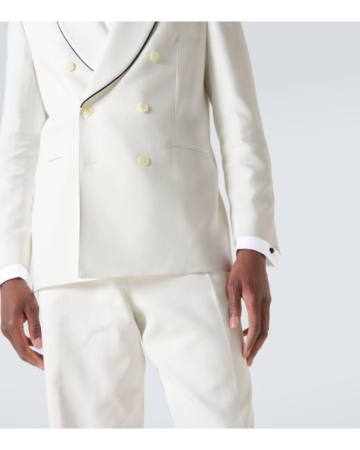 Brunello Cucinelli White Cotton Tuxedo Jacket for men