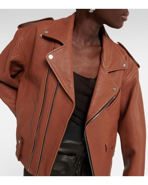 David Koma Brown Oversized Leather Jacket