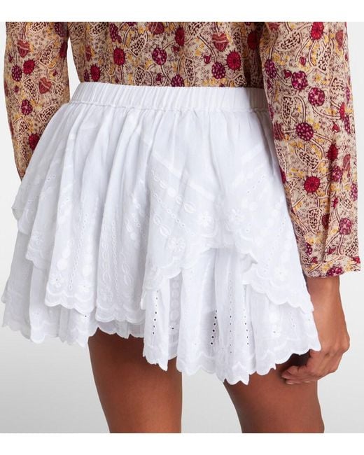 Isabel Marant White Layale Ruffled Cotton Shorts