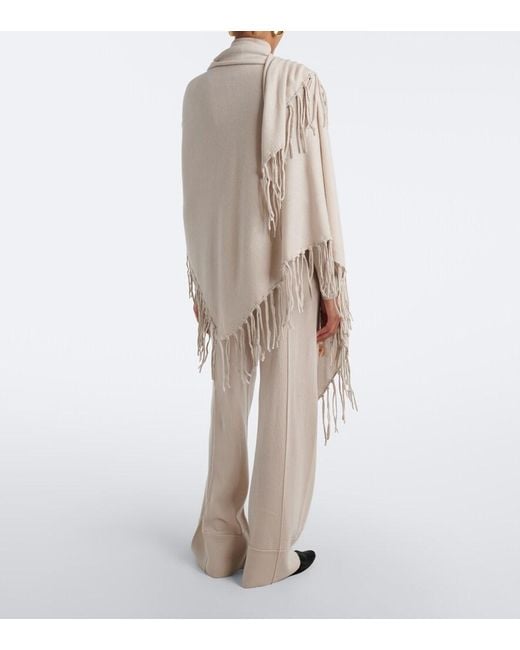 Jardin Des Orangers White Fringed Wool And Cashmere Shawl