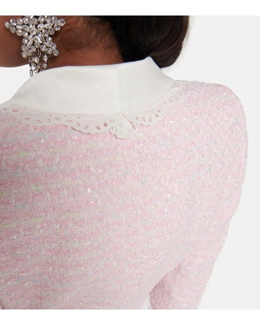 Alessandra Rich Pink Cropped Tweed Jacket