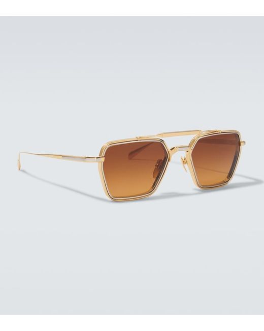Jacques Marie Mage Brown Commodore Square Sunglasses for men