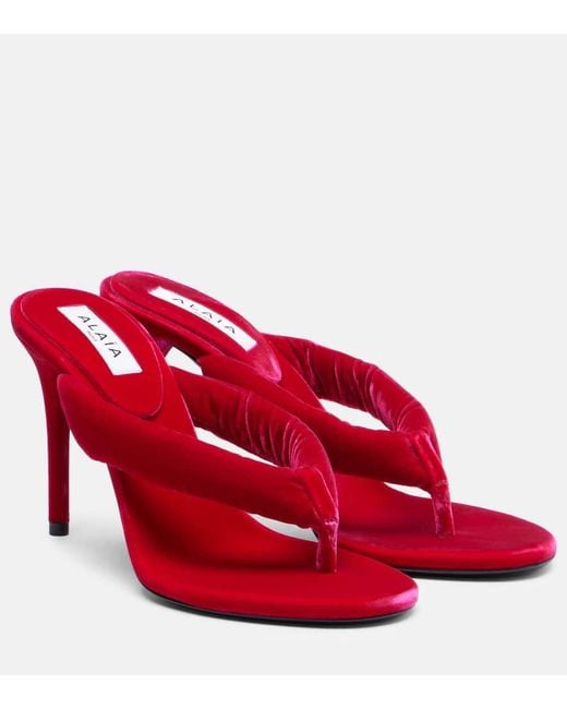 Alaïa Red Sandalen Aus Samt