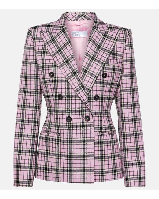 GIUSEPPE DI MORABITO Pink Checked Wool Blazer