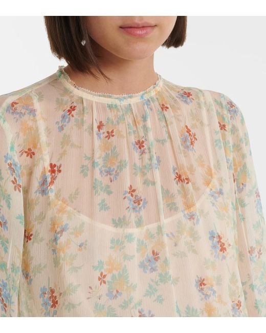 Ulla Johnson Natural Emmeline Floral Silk Chiffon Minidress