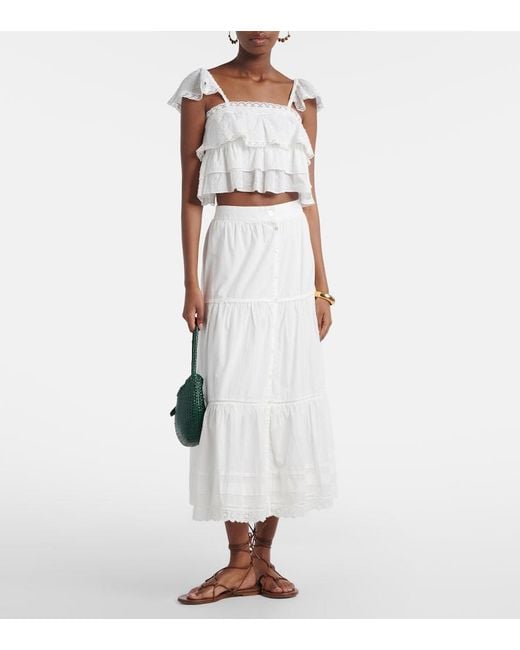 Poupette White Ines Broderie Anglaise Midi Skirt