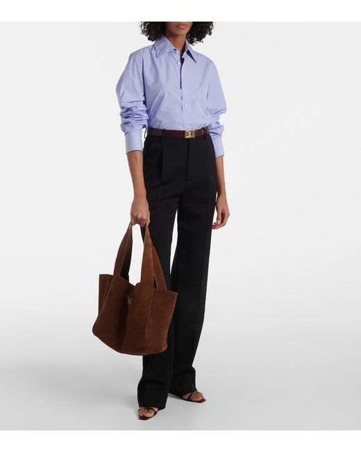 Saint Laurent Brown Le 5 A 7 Bea Suede Tote Bag