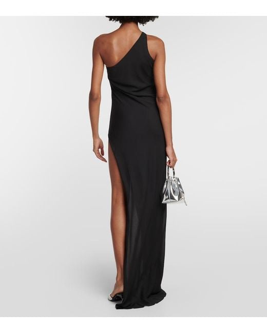 Monot Black One-Shoulder Chiffon Maxi Dress